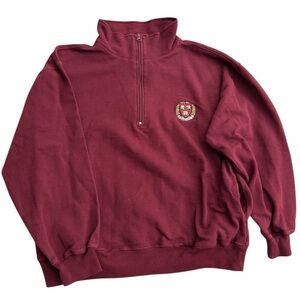 Harvard University Crest Quarter Zip Sweatshirt Maroon The Coop Men’s Small